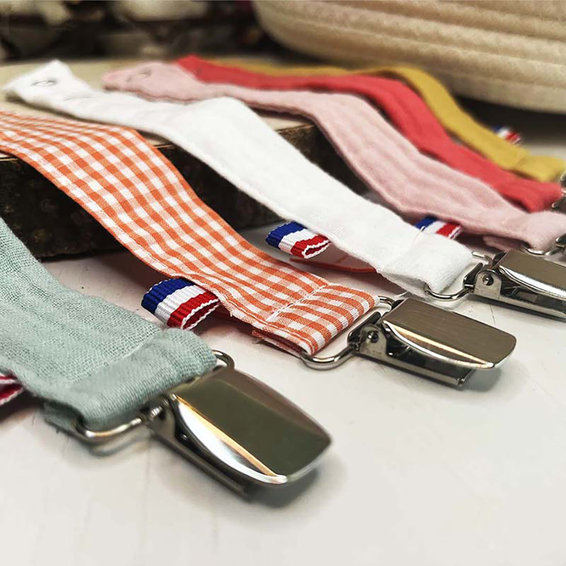 Organic Cotton Pacifier Clip - Vichy