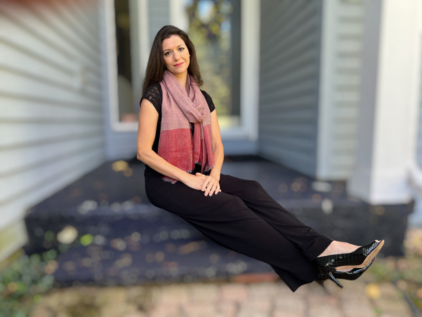Red Gingham Check Scarf