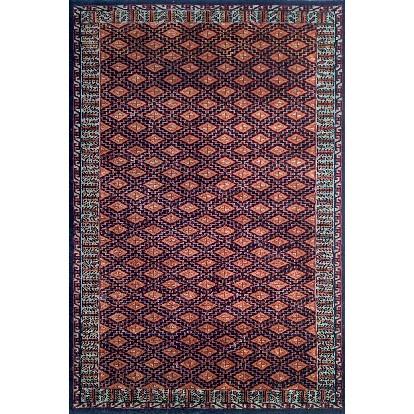 4×6 feet Black Hand Knotted Wool Carpet (Burfi)