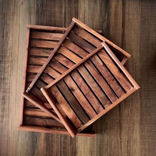 Handmade Wooden Tray Set | Handcrafted Rectangular Trays