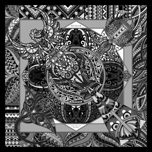 Power of Life - Black - 100% Silk Scarf