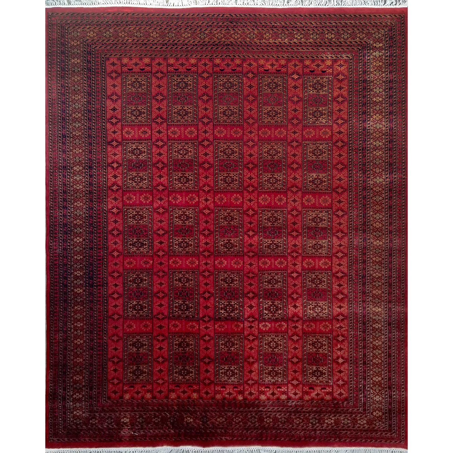 8×10 Feet Red Hand Knotted Wool Carpet Dubba