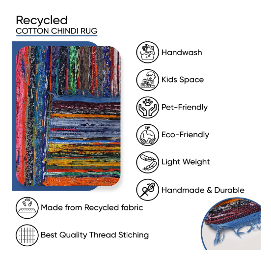 Recycled Cotton Chindi Rug – Eco-Friendly Multicolor