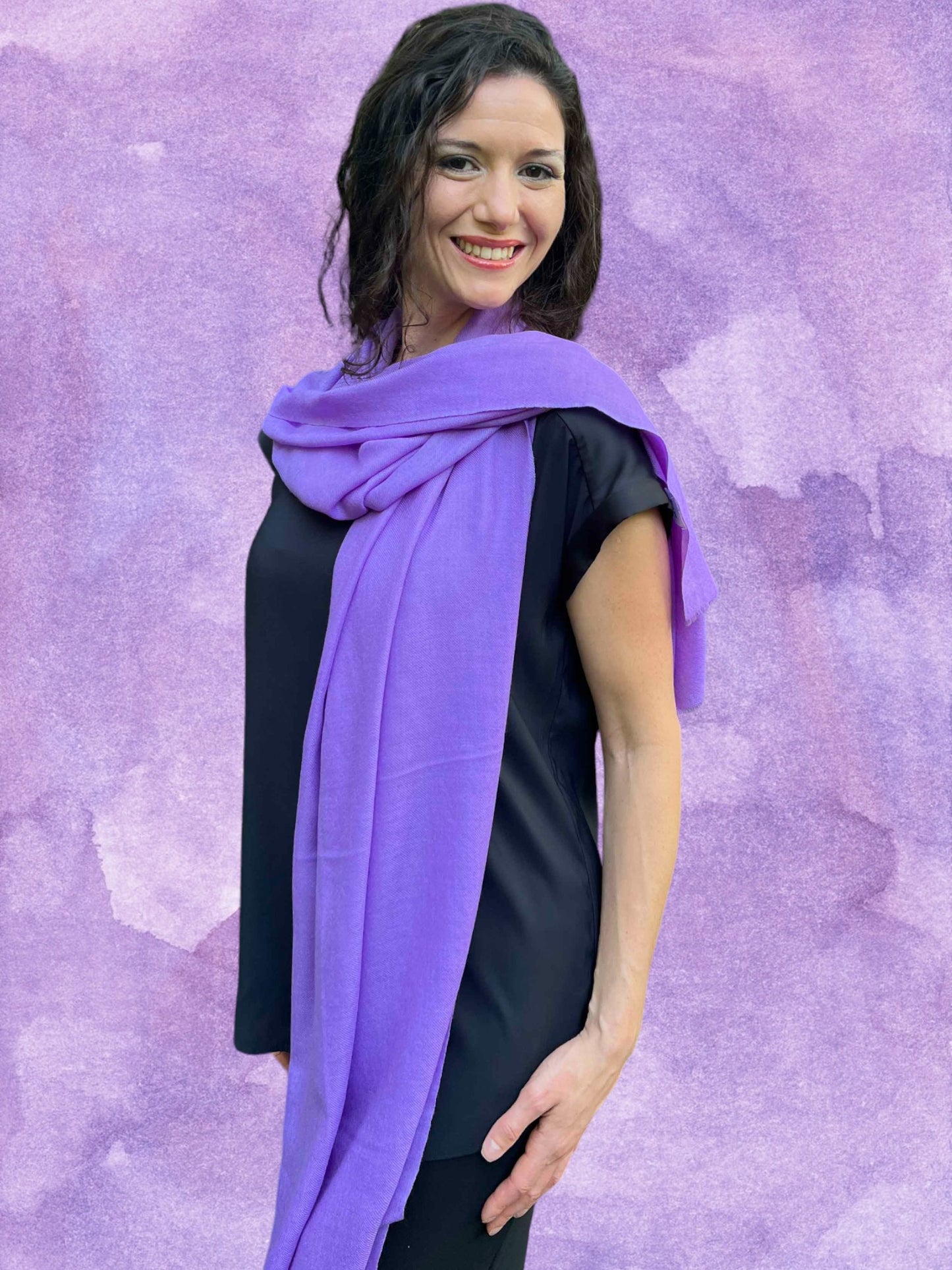 Lavender Cashmere Thin Weave Solid Scarf