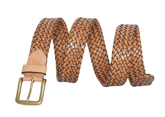 Galata Beige Plaited Leather Men Belt
