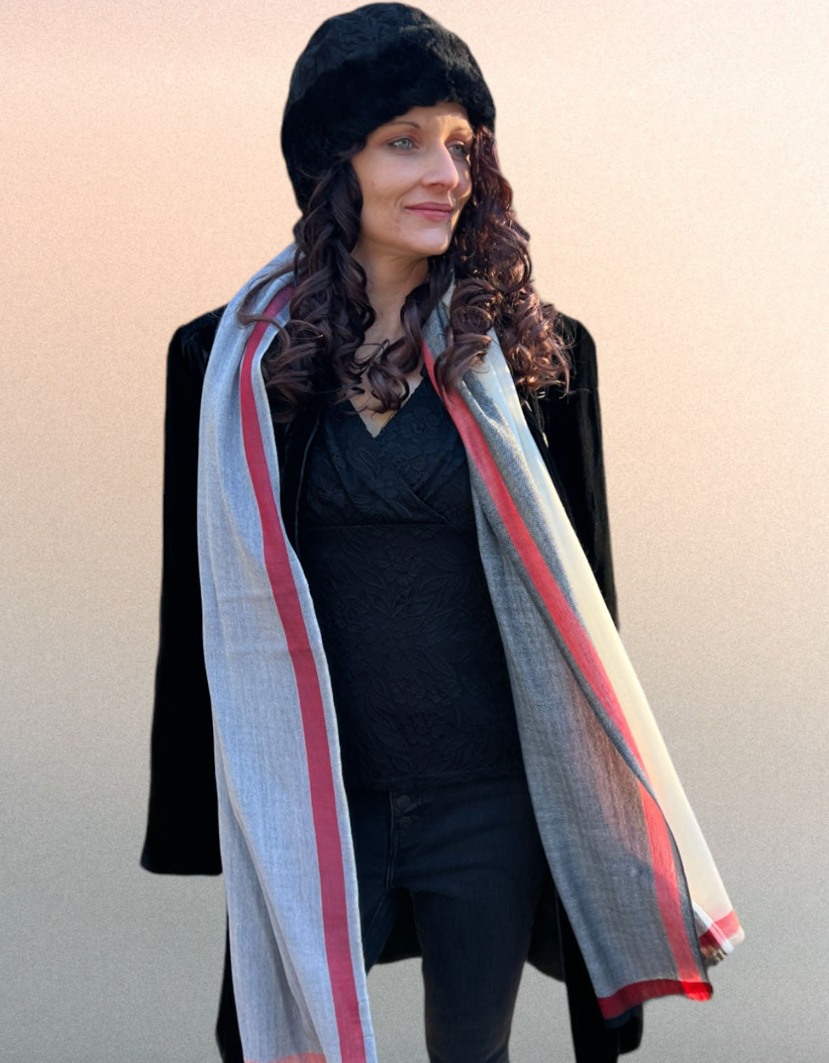 Black and White Classic Plaid Wool & Silk Scarf
