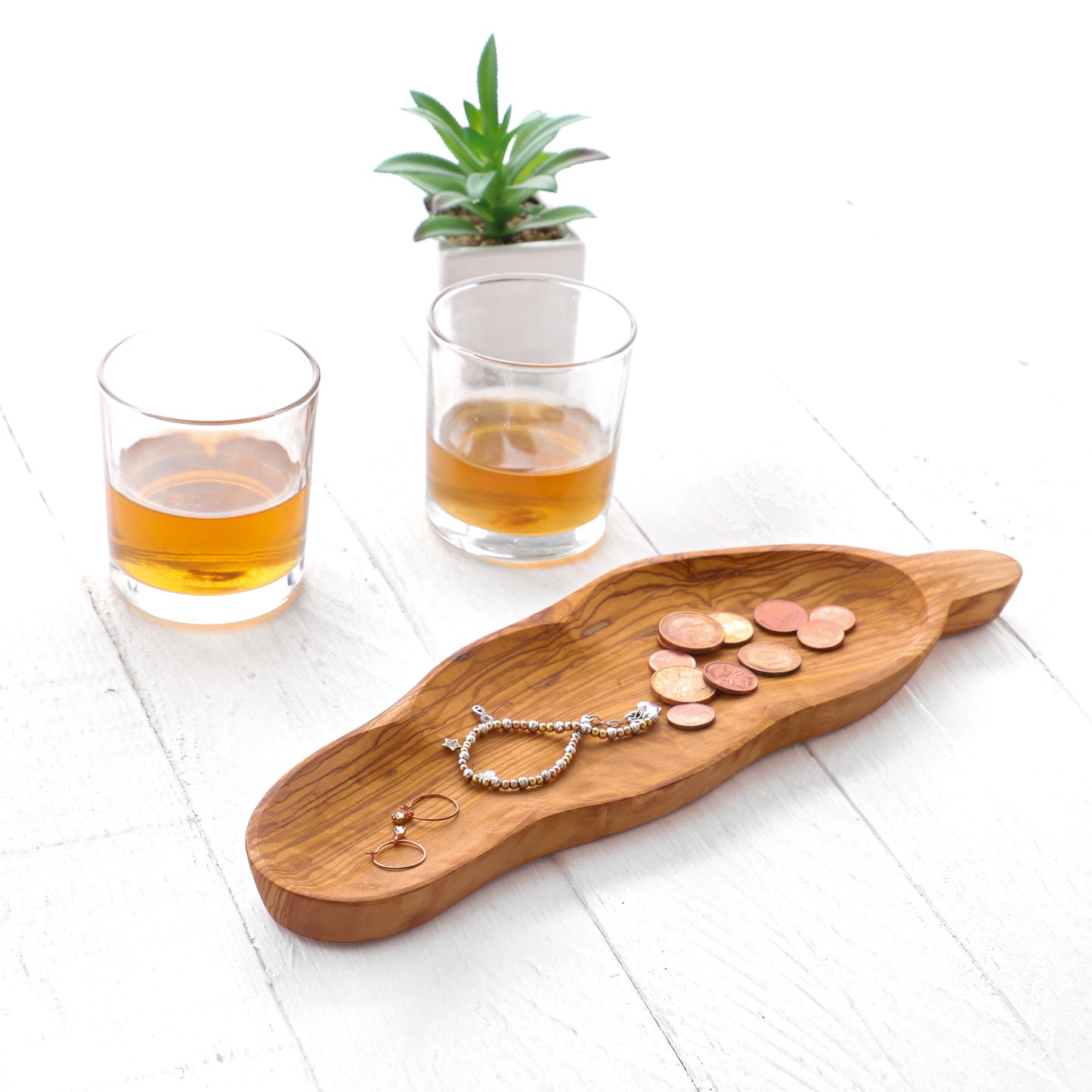 Handmade Olive Wood Leaf-Shaped Dish