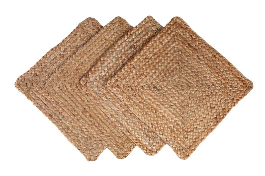 Jute Braided Placemats Set of 4 Reversible, 100% Jute