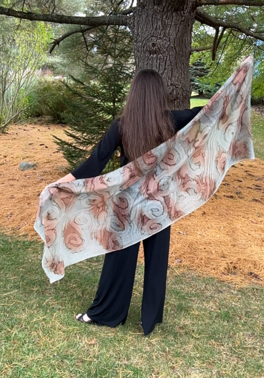 Hand Painted Gray Watercolor Wool & Silk Scarf