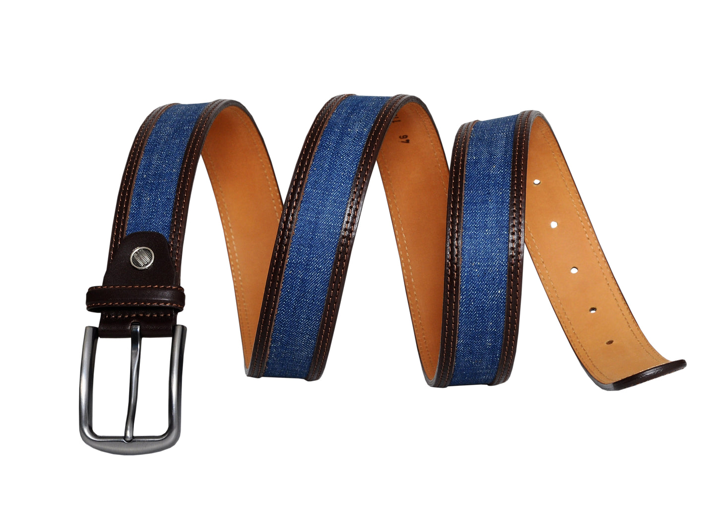 Swindon Brown Blue Leather Men Belt