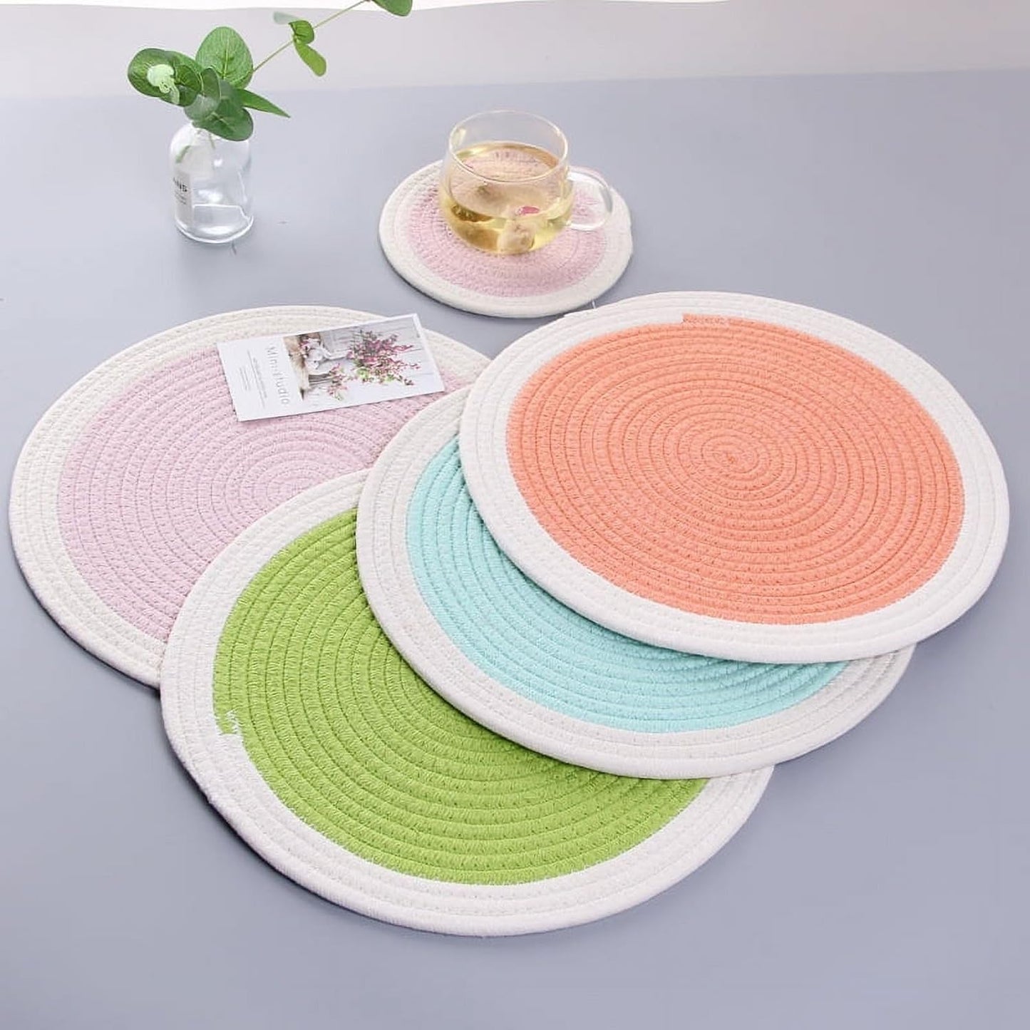 AIESY® – Live Beautiful ! Cotton Rope Woven Round Placemat
