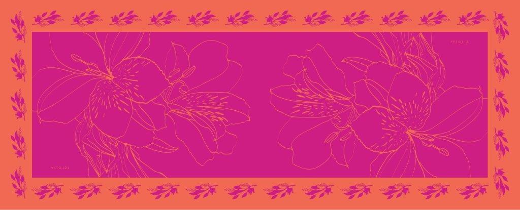 The Magnificent Alstroemeria - Fuschia - 100% Silk Scarf