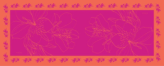The Magnificent Alstroemeria - Fuschia - 100% Silk Scarf