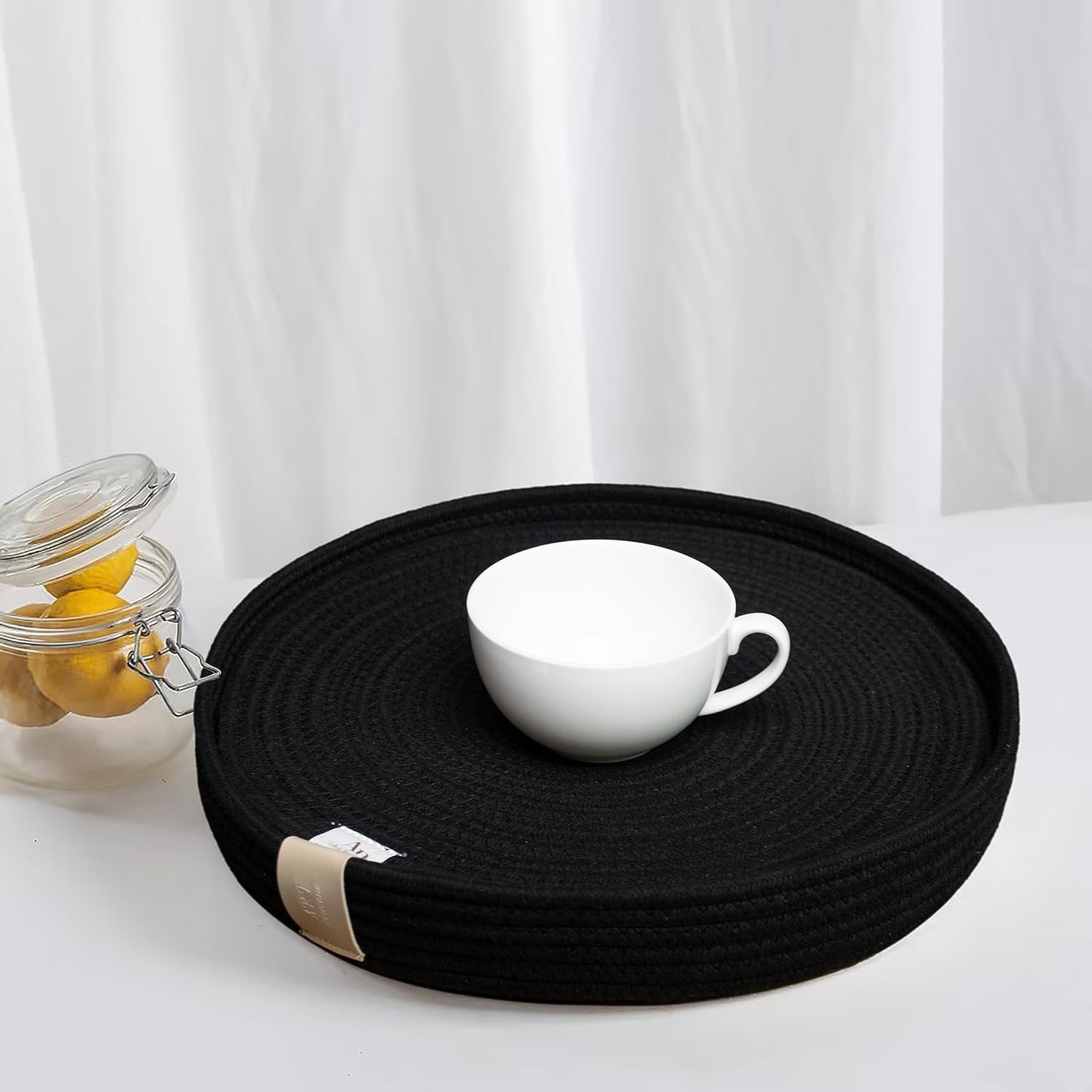 AIESY®-Live Beautiful ! Woven Cotton Rope Round Placemats Set of 4