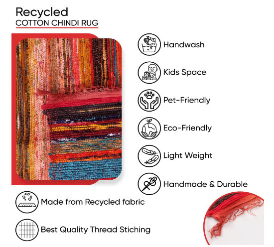 Recycled Cotton Chindi Rug Colorful & Durable