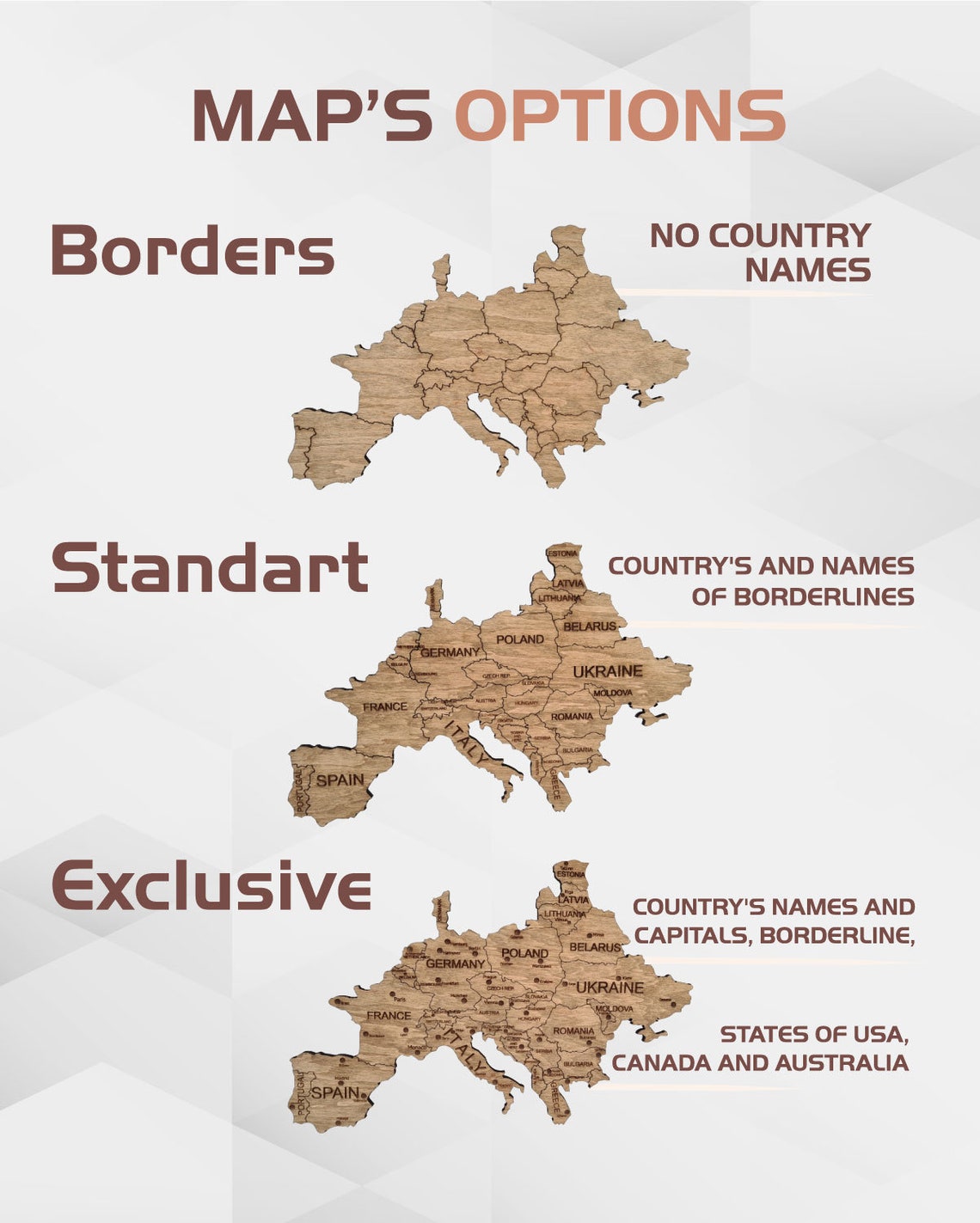 Wooden World Map | Large Travel Map | Canvas | Push pin | Wall decor