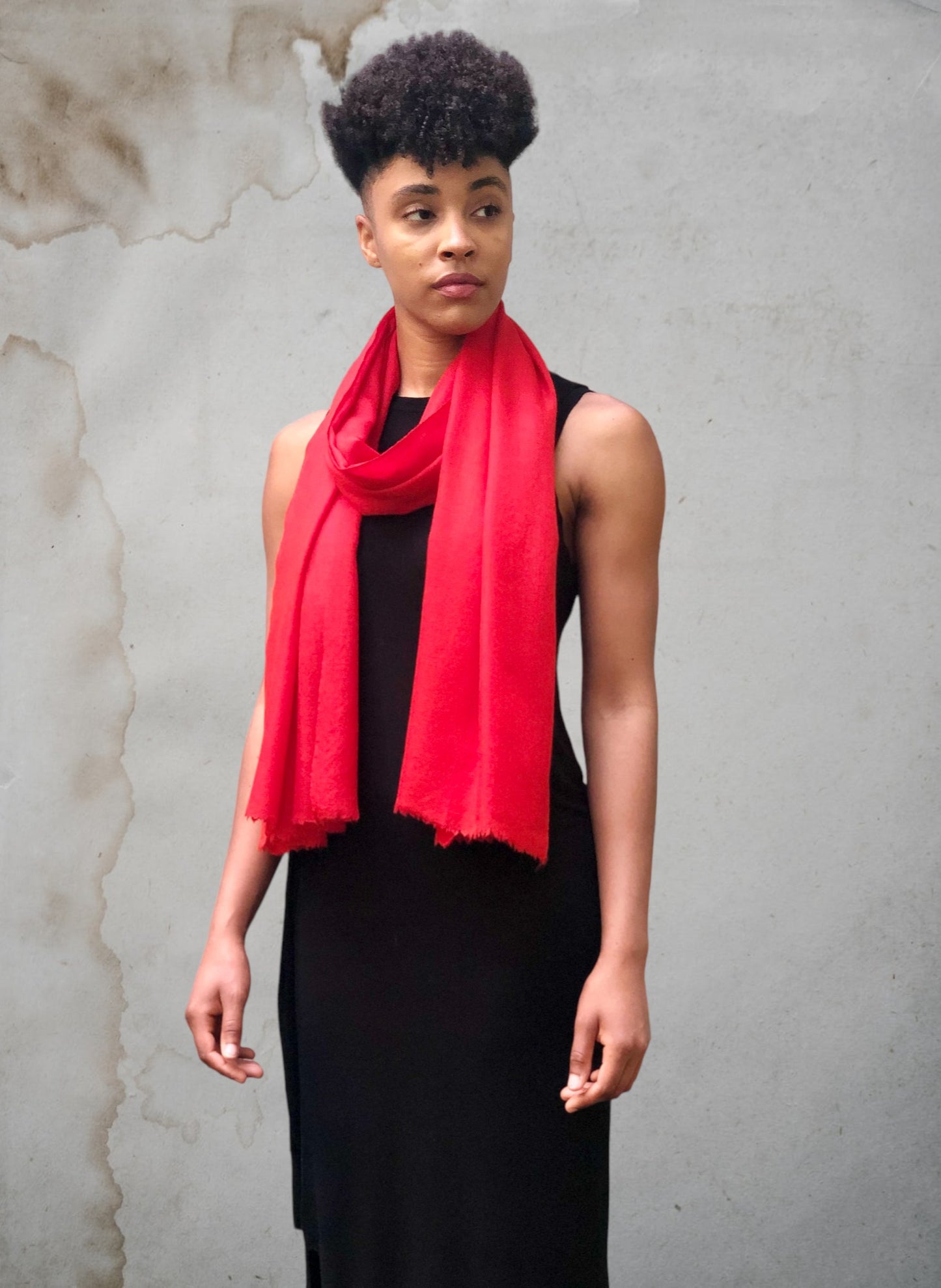 Red Cashmere Thin Weave Solid Scarf