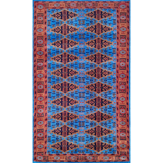 3×5 Feet Hand Knotted Blue Wool Carpet