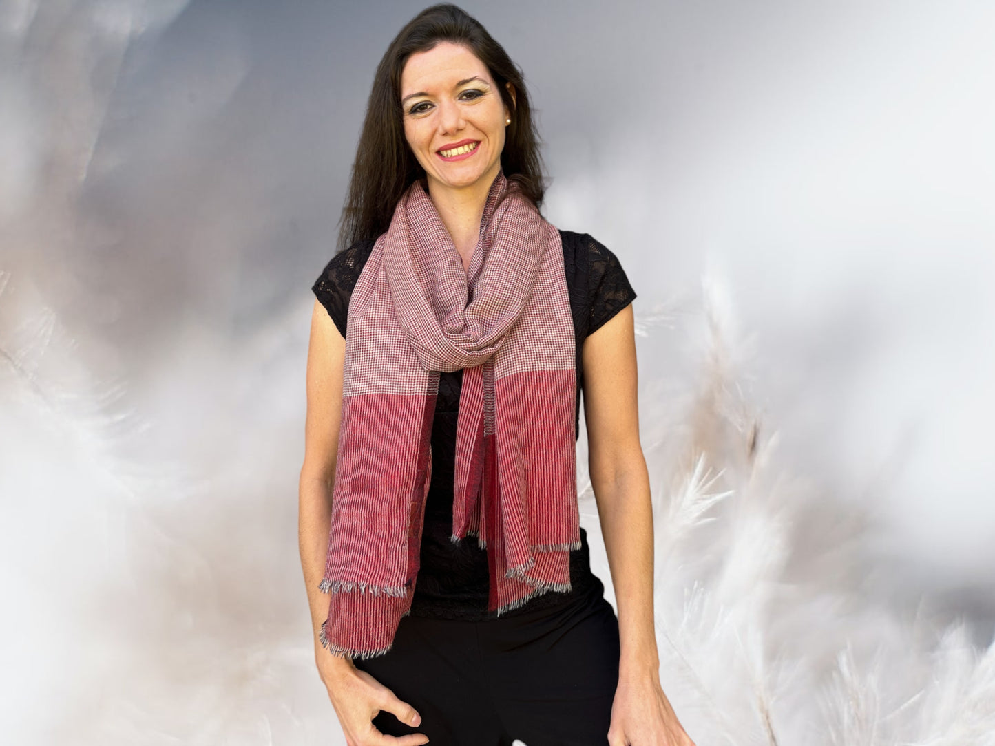 Red Gingham Check Scarf