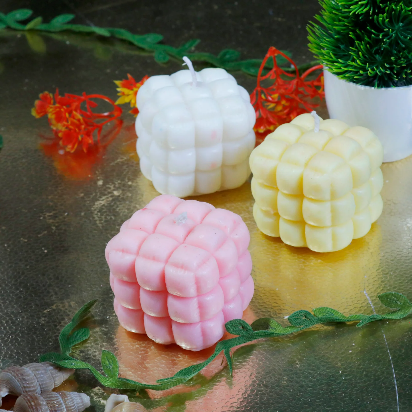 Bubble Candle Soy Wax Cube for Party Pack Of 3