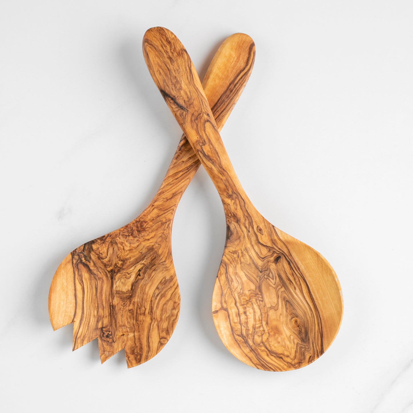 Handmade Olive Wood Salad Serving Set – 2-Piece Fork and Spoon