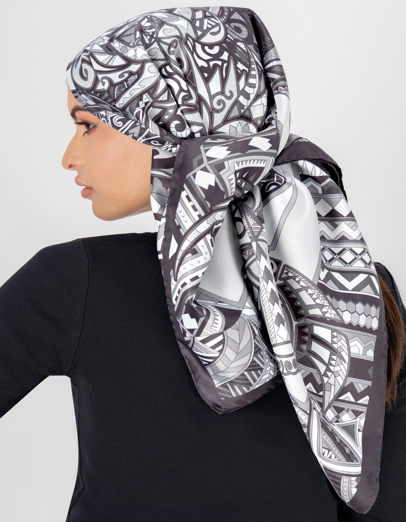 Power of Life - Black - 100% Silk Scarf