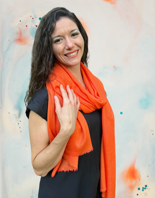 Coral Thin Weave Solid Wool Scarf