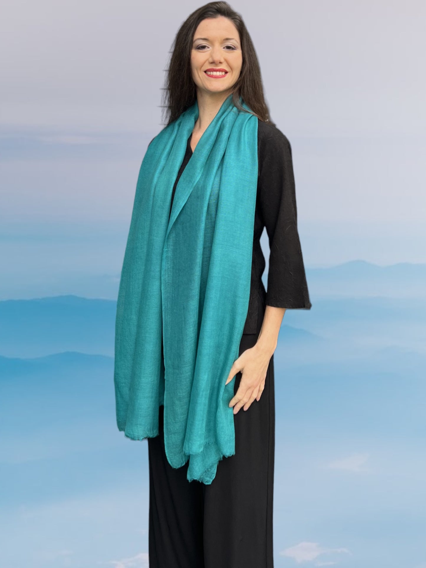 Teal Lightweight Solid Wool Scarf