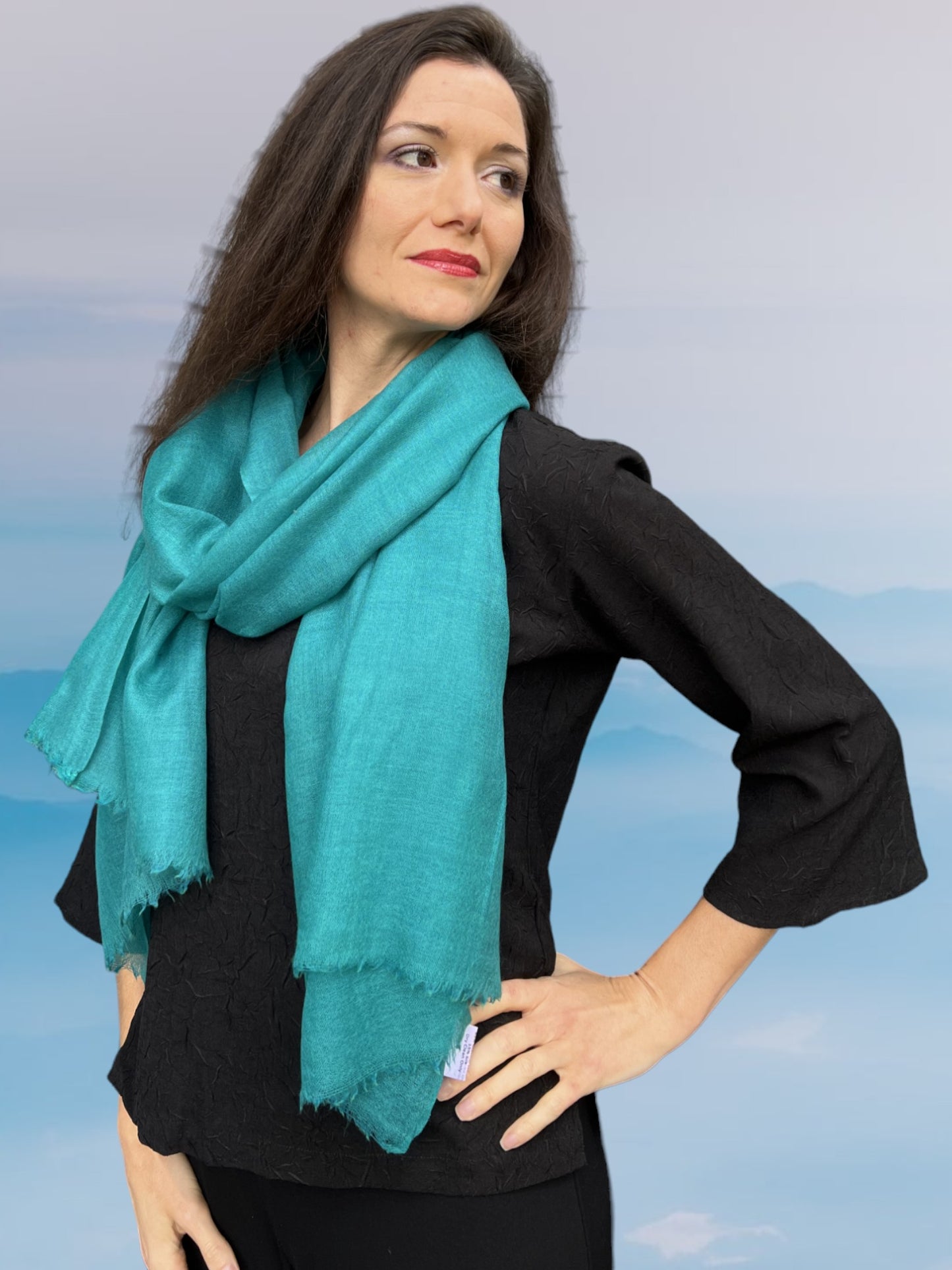 Teal Lightweight Solid Wool Scarf