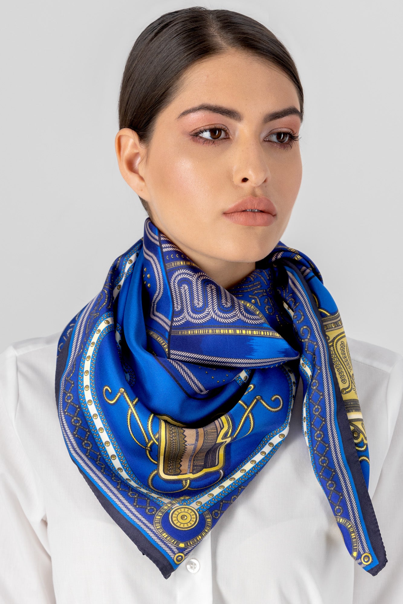 Evzonas - Blue - 100% Silk Scarf