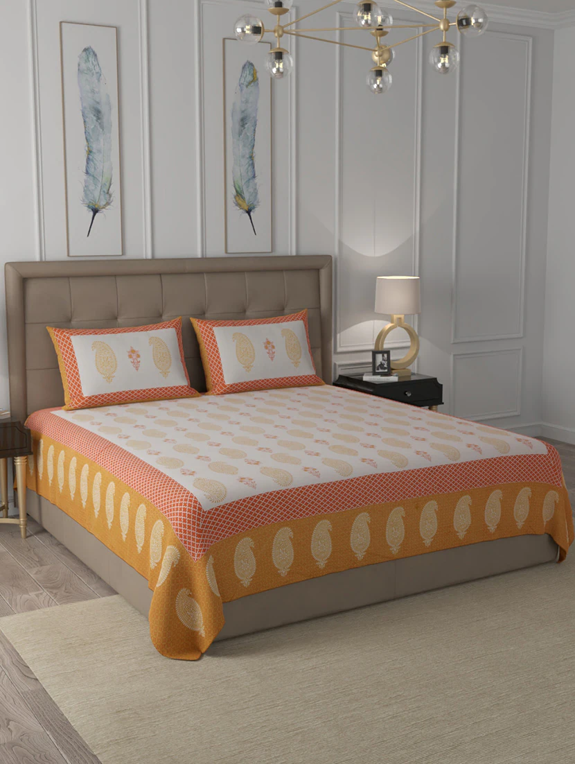 Designer Cotton Printed King Size Bedsheet