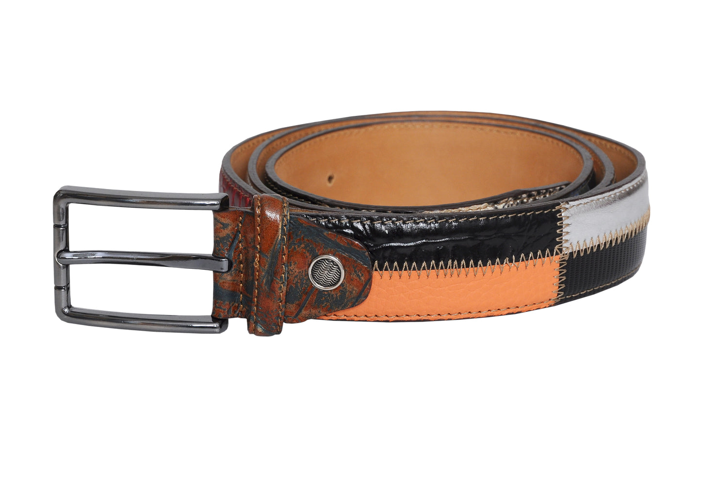 Rainbow Black Brown Leather Men Belt