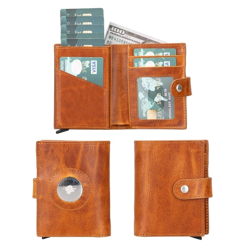 Douglas Genuine Leather Pop-Up Wallet with AirTag Slot - RFID Blocking