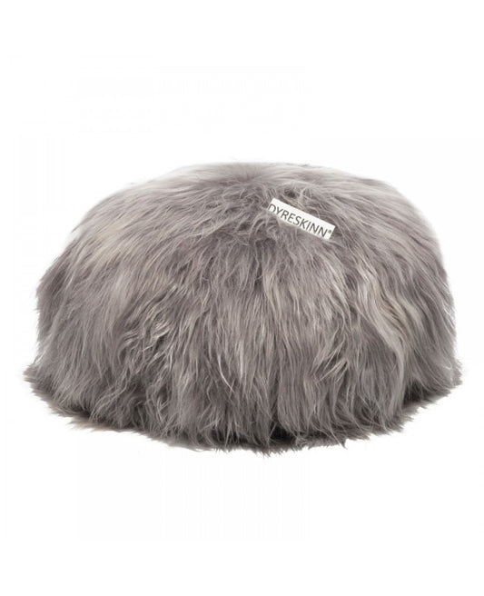 Poef schapenvacht IJslands | Grijs, rond | Ø60 x 40cm
