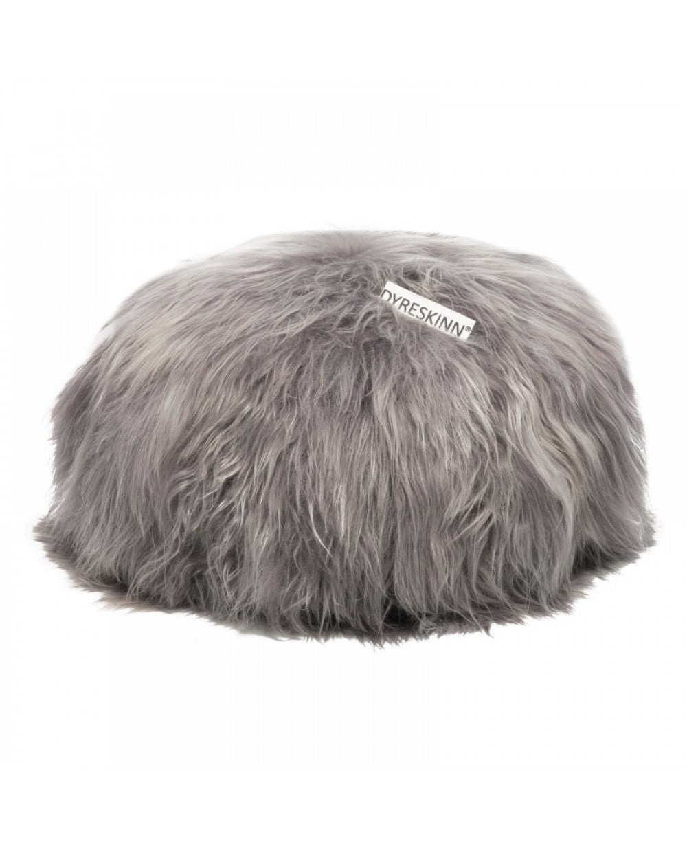 Poef schapenvacht IJslands | Grijs, rond | Ø60 x 40cm