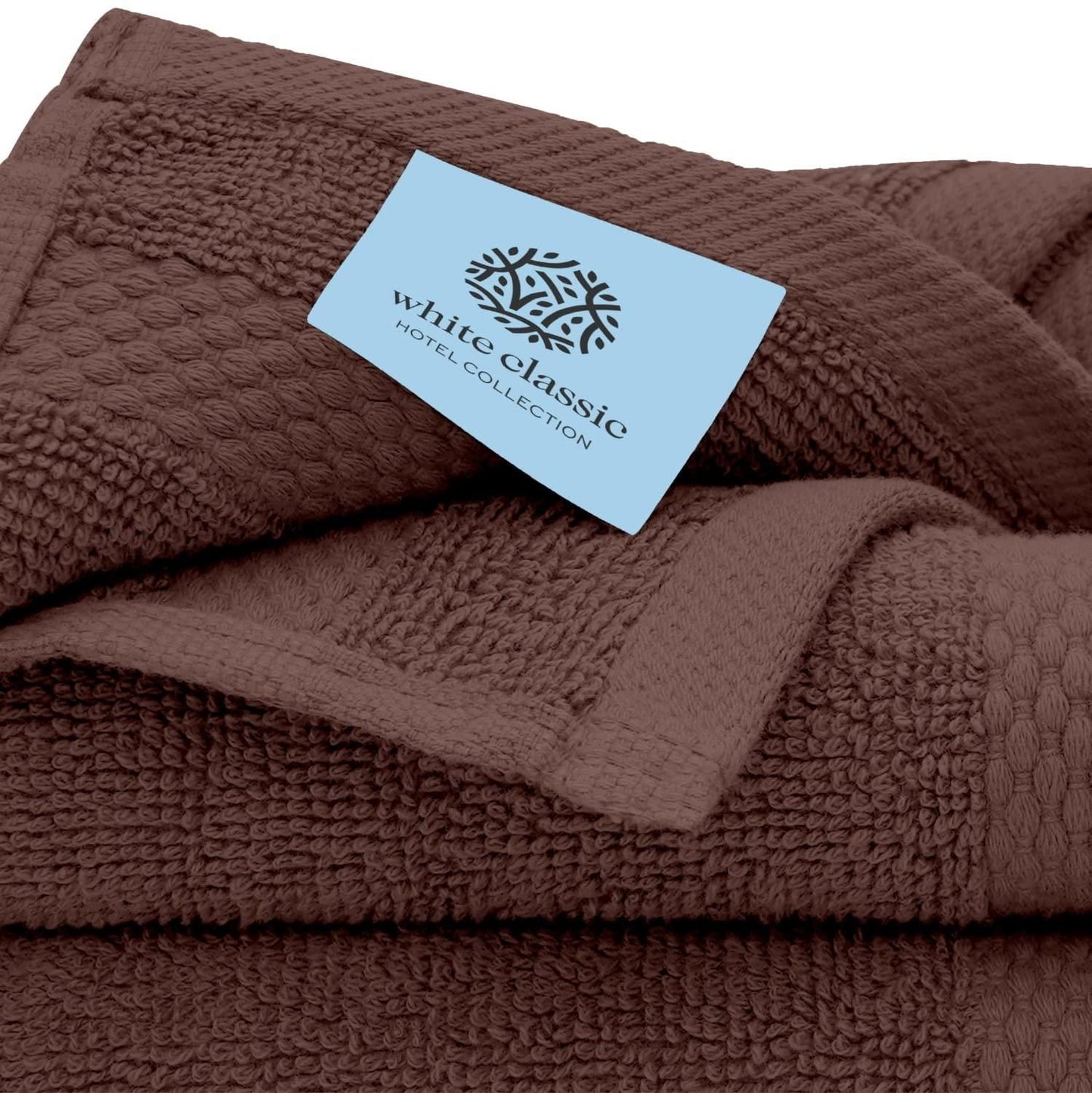 Luxury Brown Bath Towel 8 Piece Set Combed Cotton Hotel Quality