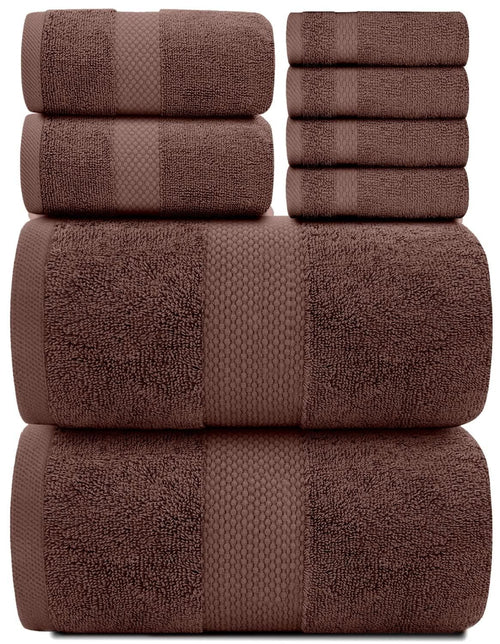 Luxury Brown Bath Towel 8 Piece Set Combed Cotton Hotel Quality