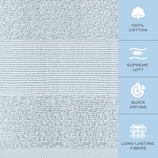 4 Pack Light Blue Color Resort Collection Soft Bath Towels 28x55 inch