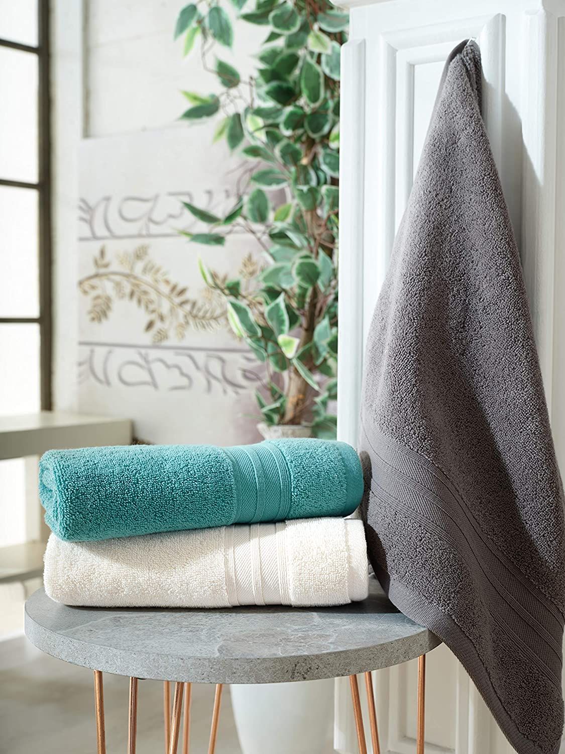 Linen Bath Towel Set 3 Pieces Soft and Absorbent;  Premium Quality