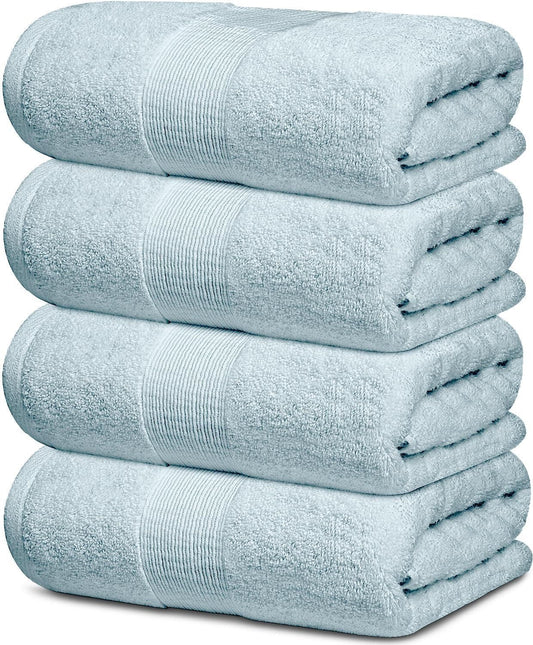 4 Pack Light Blue Color Resort Collection Soft Bath Towels 28x55 inch