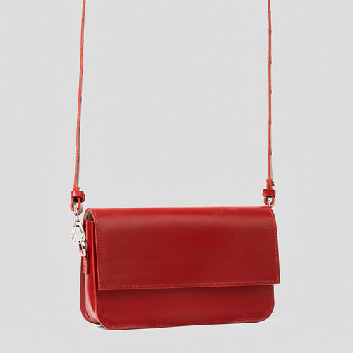 Leather Shoulder Bag - Curie (Red)