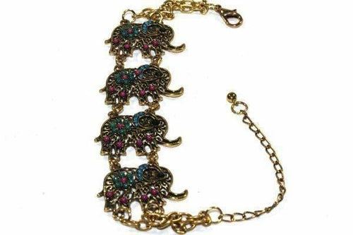 Colorful Bead Drop Elephant Bracelet