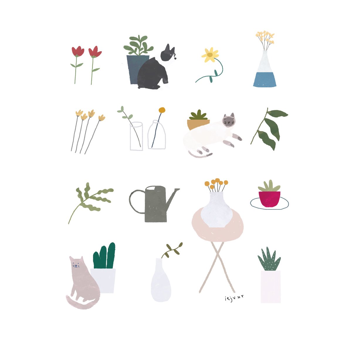 Pets & Plants Illustration Print