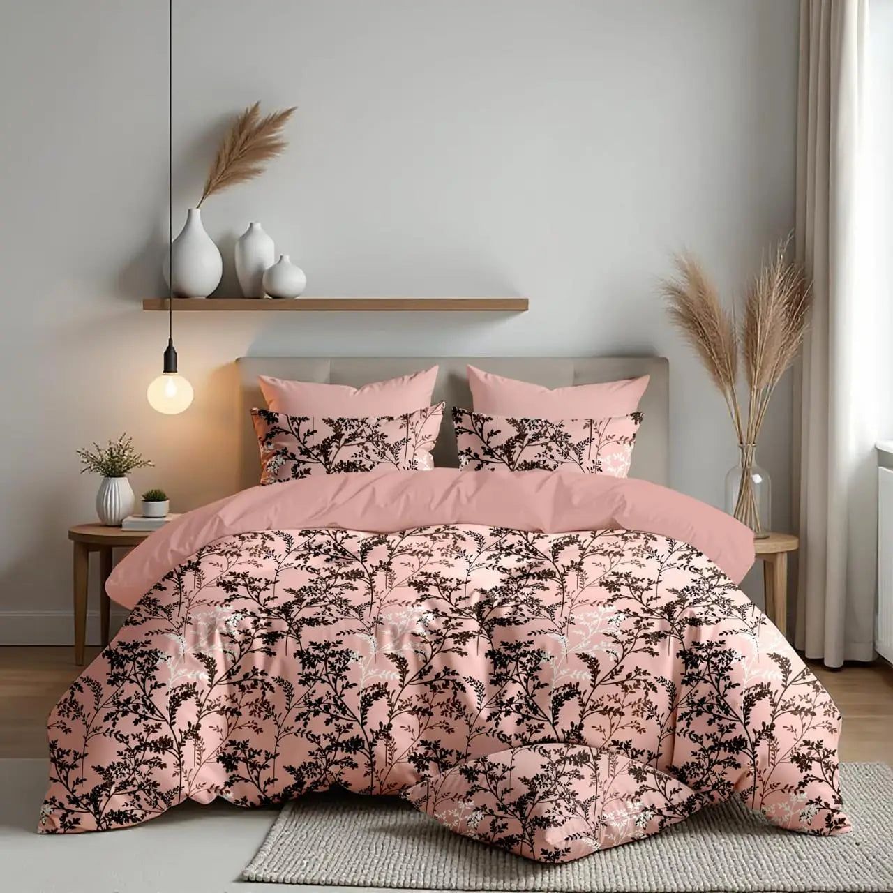 NESTLOOM Heavy Glace Cotton Bedsheet-Faded Pink