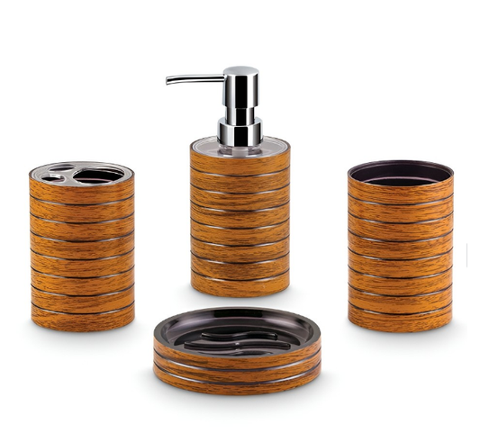 Brown 4 Piece Textured Bath Accessories Set