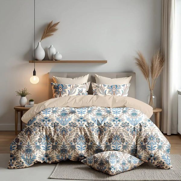 NESTLOOM Heavy Glace Cotton Bedsheet-Tan