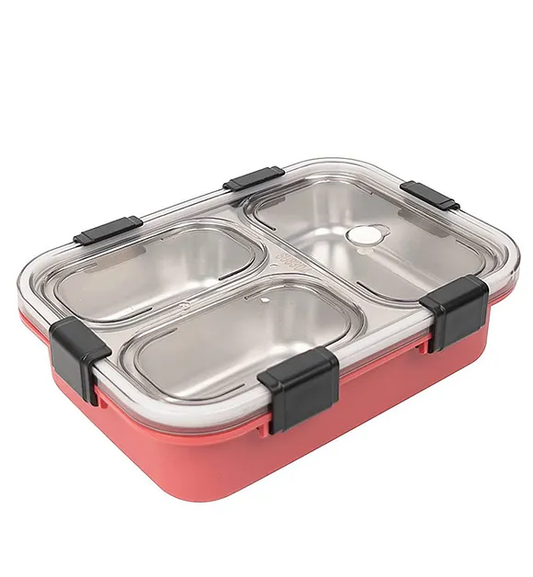 3 Grid Insulated Stainless Steel Lunch Box With Fork