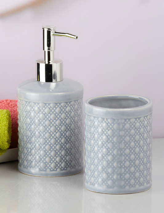 Grey 2 pieces Abstract Ceramic Bath Accessories Set