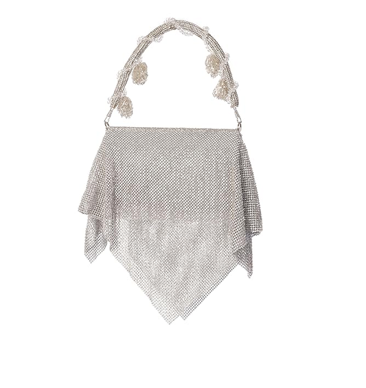 Silver Stone Party Handbag for Womens