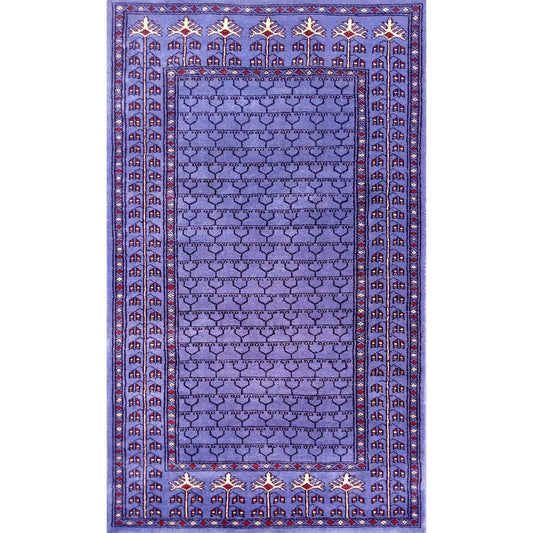 3ft×5ft Purple Hand Knotted Wool Carpet Parda